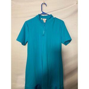 Tommy Bahama Golf Dress Knee Length Size Large L Zip Front Aqua Short Sleeve